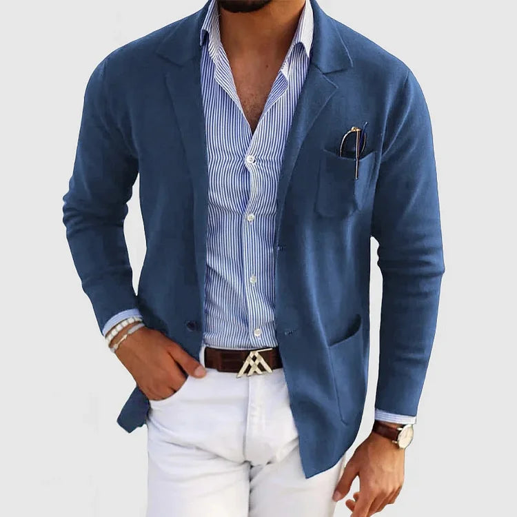 Men's Casual Blazer, Notched Lapels, Long Sleeves, Two-Button Front