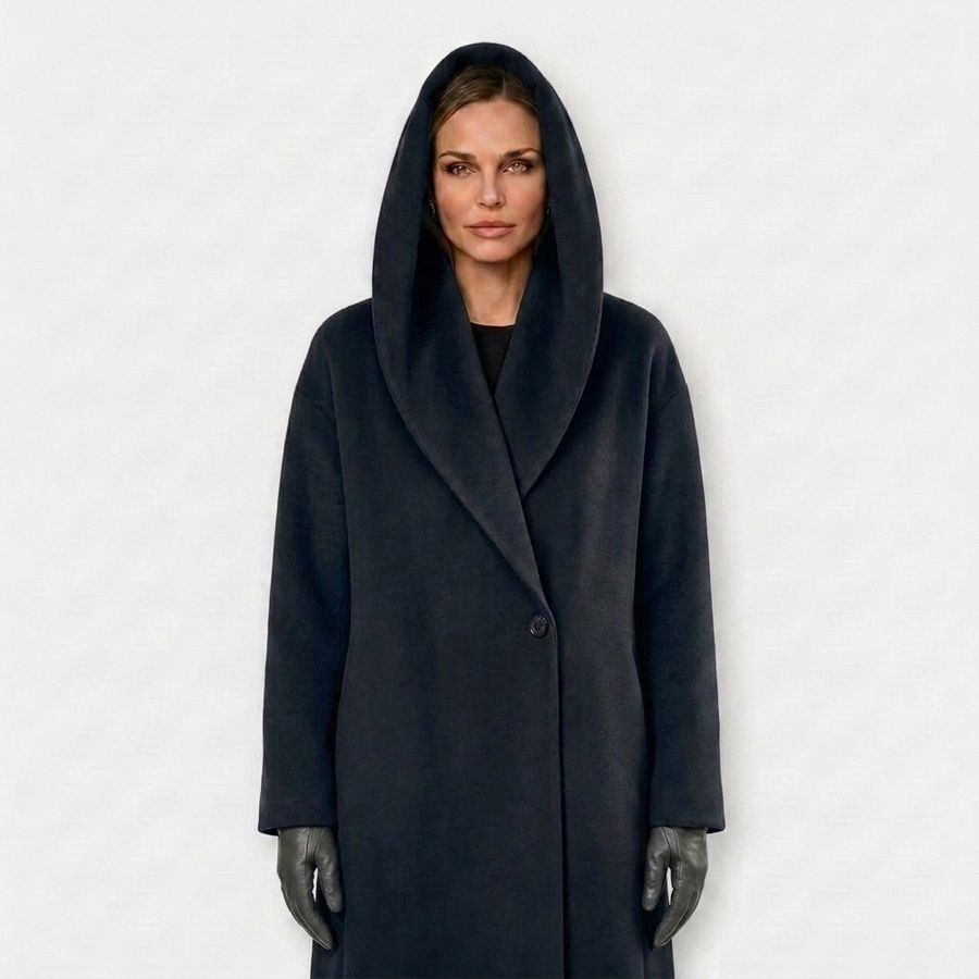 Women’s Hooded Coat – Oversized Thigh-Length Fit – Cozy Statement Style