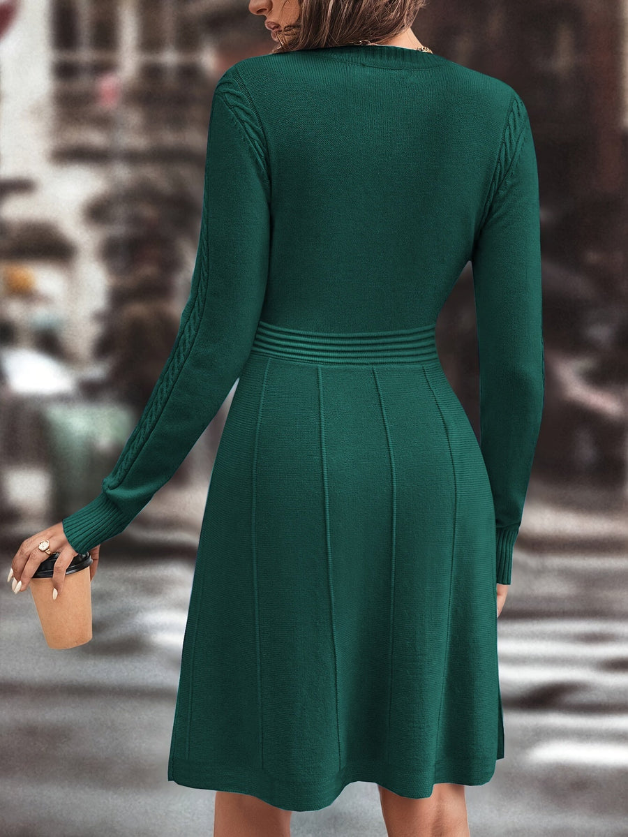 Women's A Line Sweater Dress with Fitted Waist