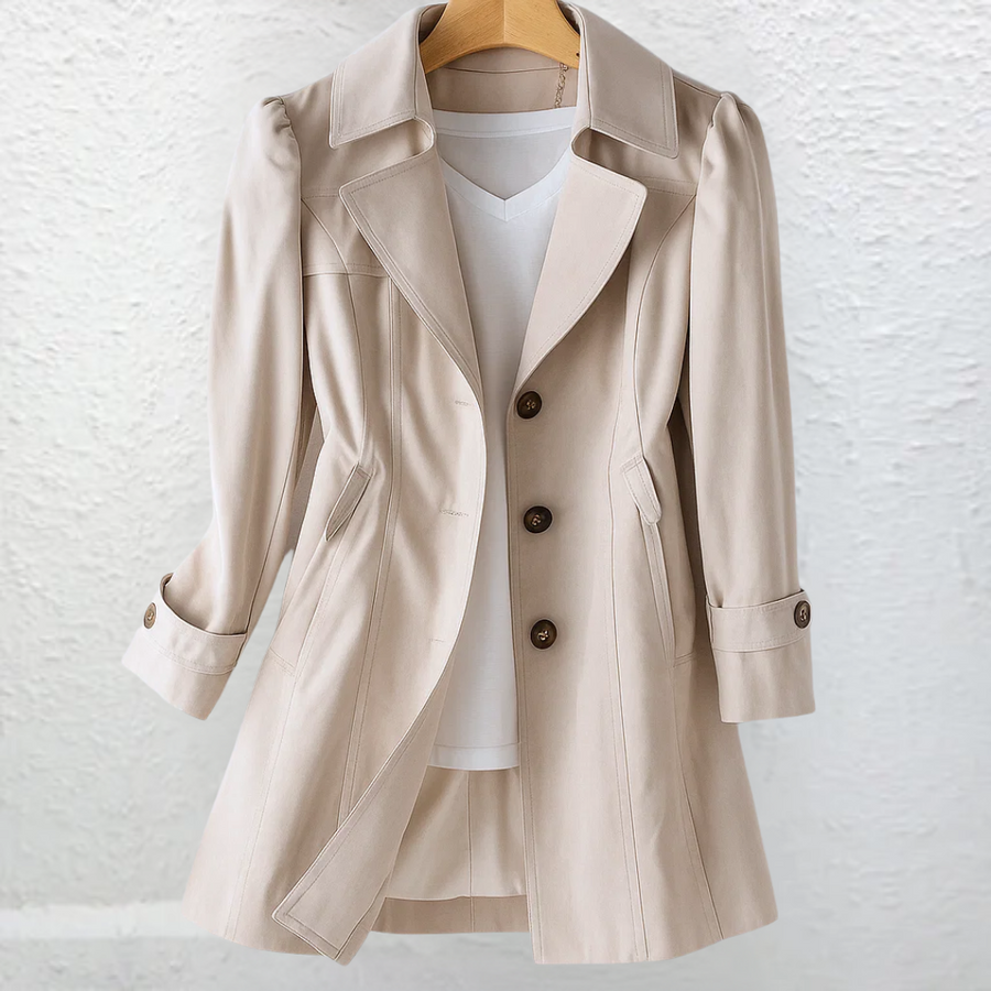 Women's Trench Coat with Breathable Fabric and Pockets