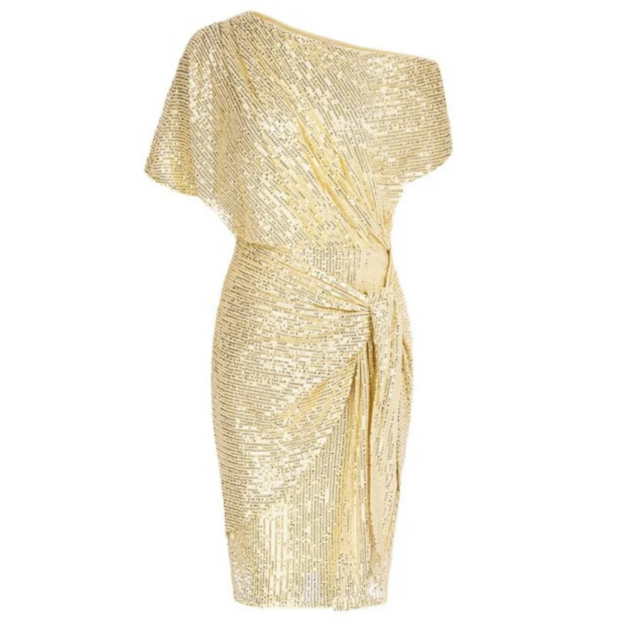 Women's Asymmetric Sequin Wrap Mini Dress