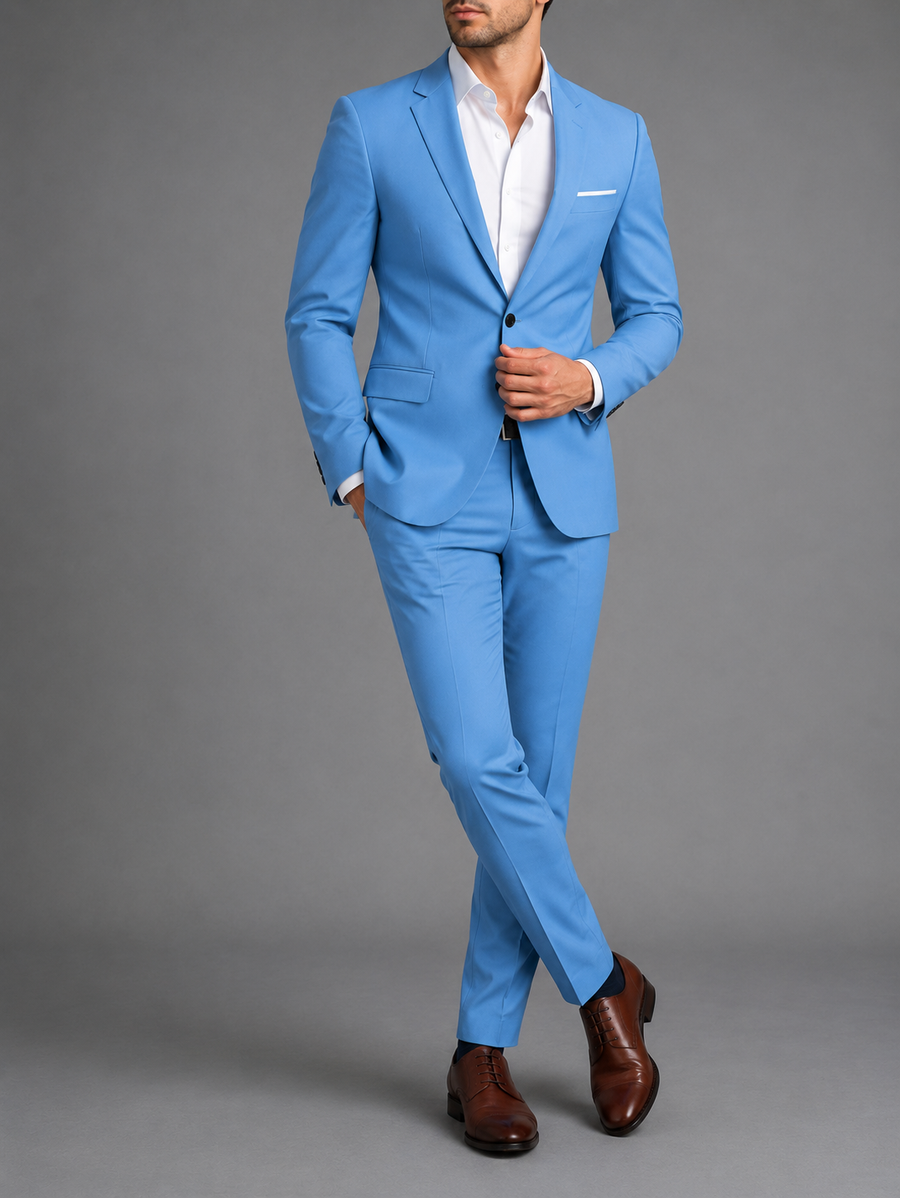 Men's Two-Piece Suit, Slim Fit, Notch Lapel, Long Sleeves