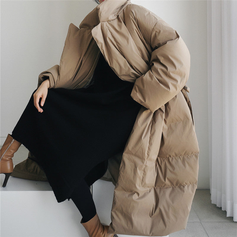 Women's Puffer Jacket with Longline Cut and Oversized Fit