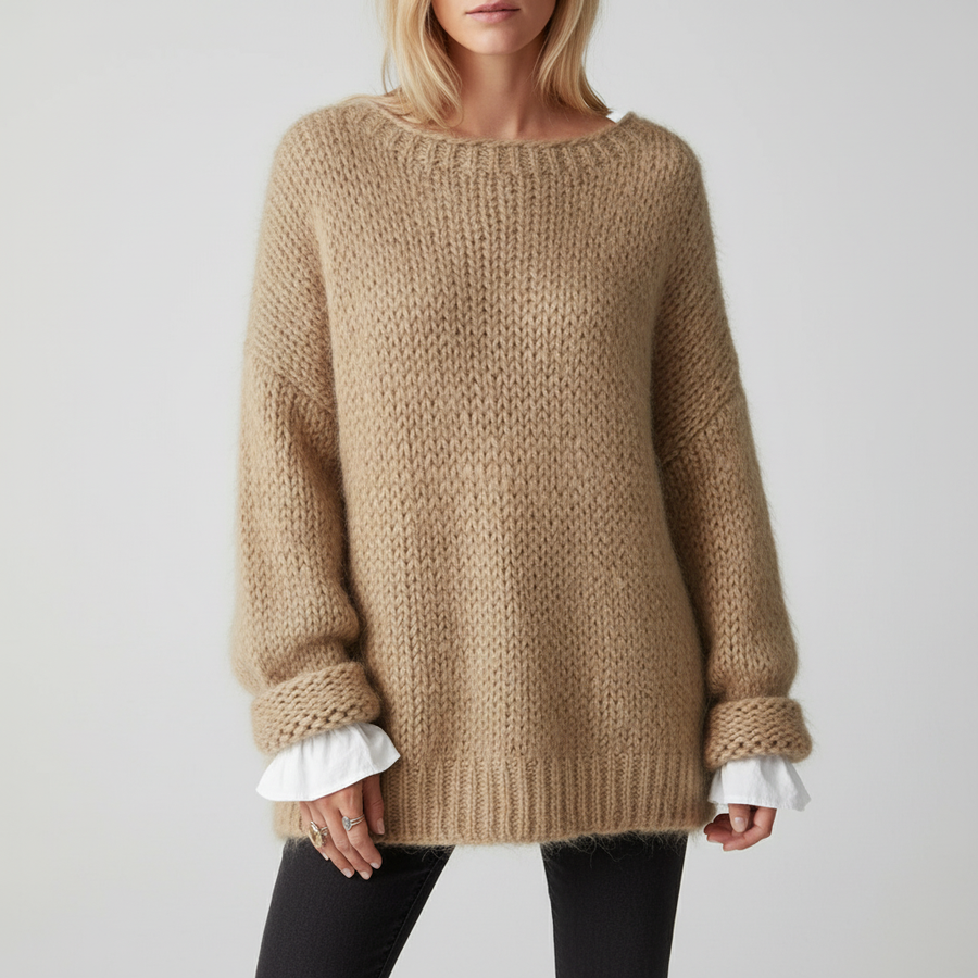 Women's Oversized Crochet Sweater in Open Knit