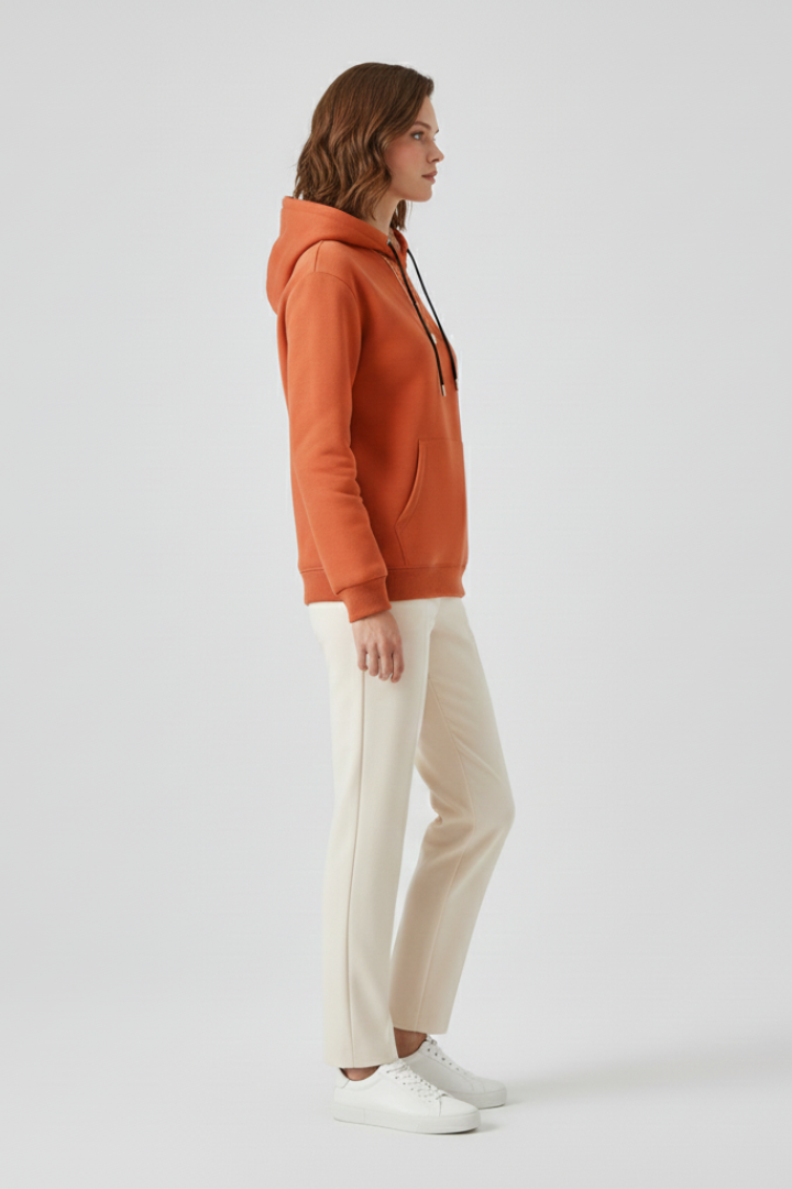Women's Sherpa Lined Pullover Hoodie with Drawstring and Kangaroo Pocket