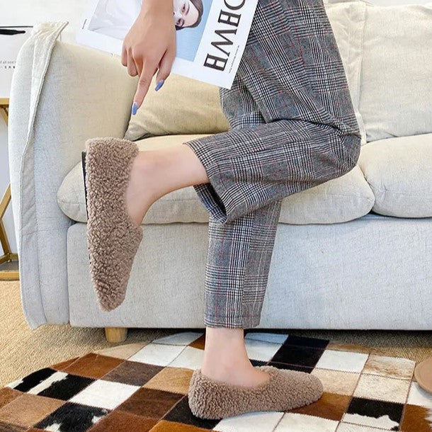 Women's Fuzzy Slippers in a Ballerina Shape