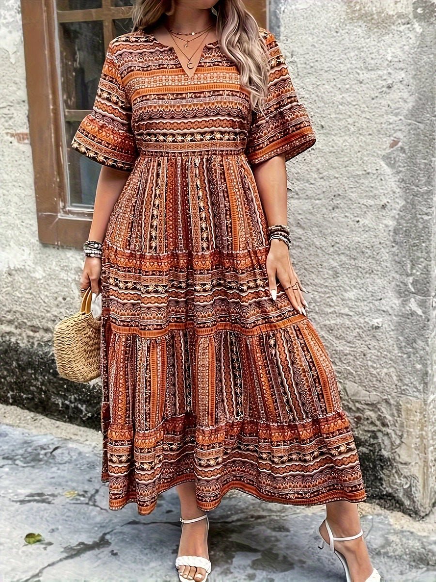 Women's Printed Boho Dress in Plus Sizes