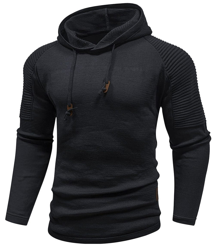 Men's Hooded Sweatshirt, Long Sleeves, Ribbed Shoulder Panels