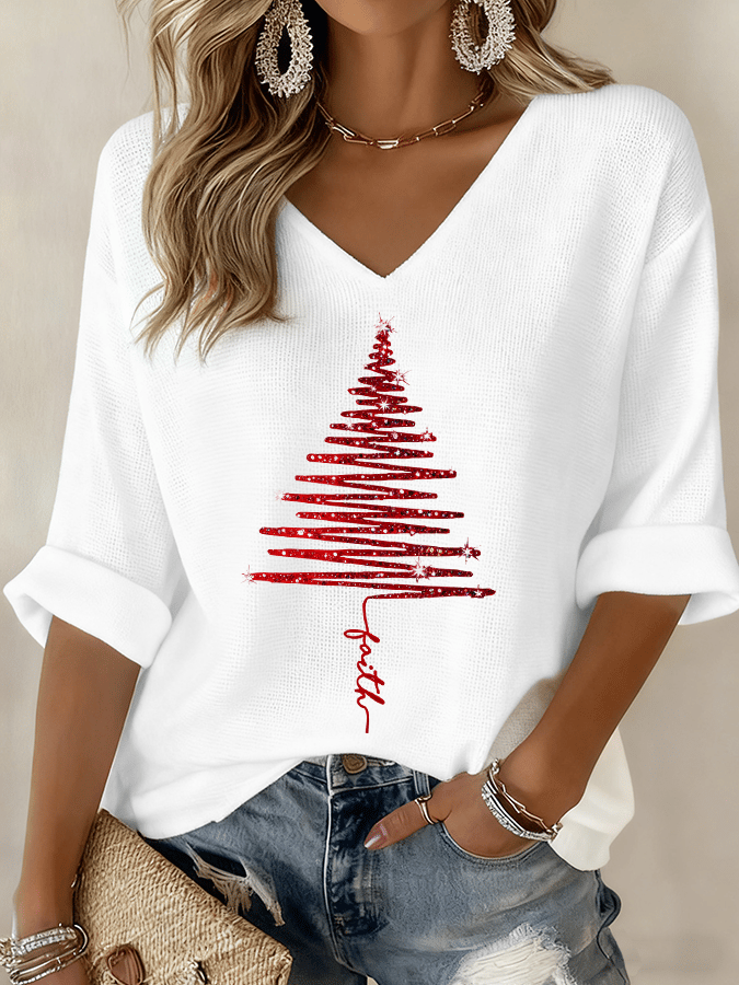 Women's Christmas Tree Print Top