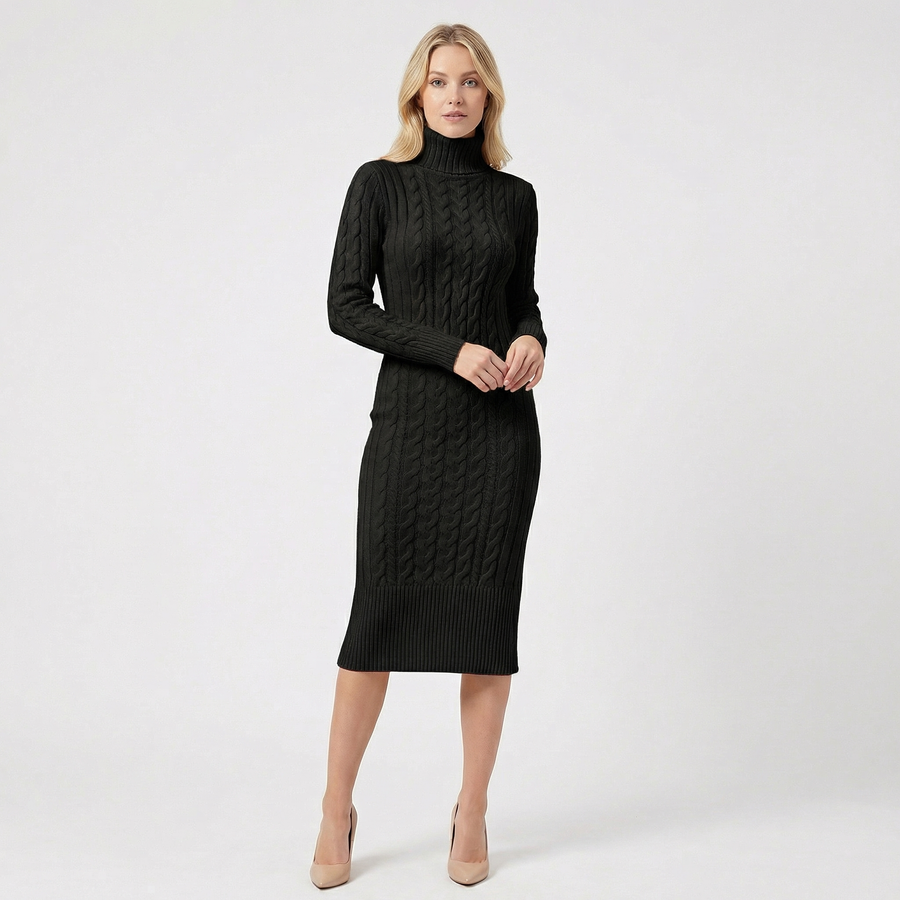 Women's Midi Sweater Dress in Cable Knit