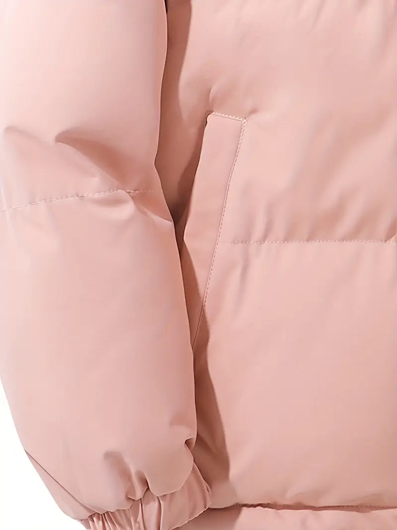 Women's Puffer Jacket with Quilted Panels and Hood