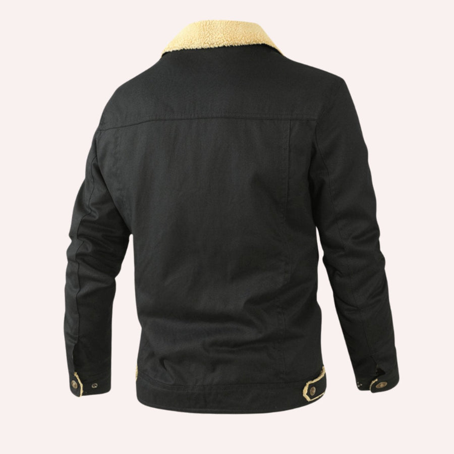 Men's Sherpa-Lined Fleece Button-Front Winter Jacket