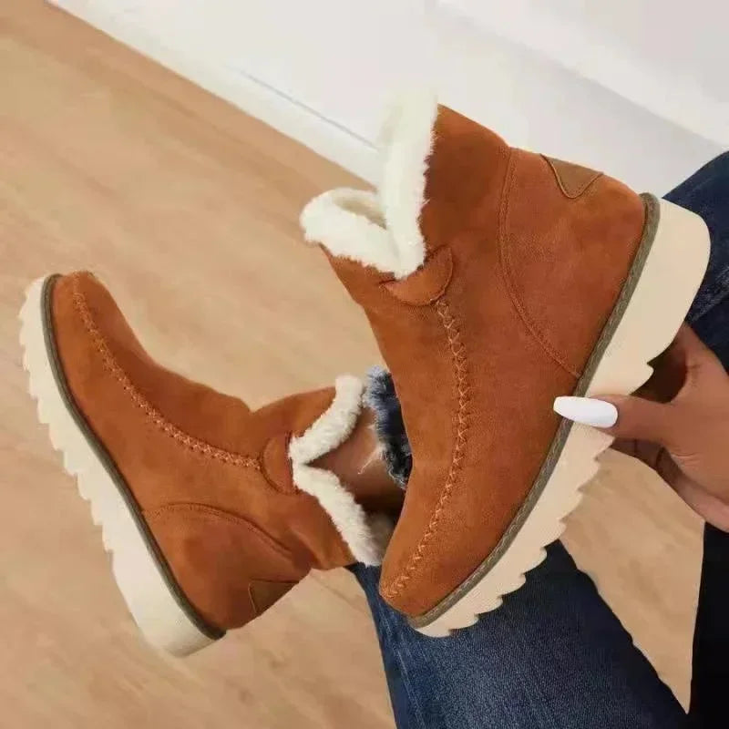 Women's suede orthopedic ankle boots with faux fur lining
