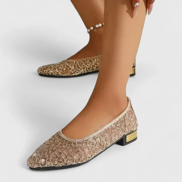 Women's Pointed Toe Ballet Flats with Stud Detail