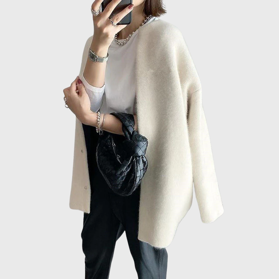 Women's Longline Open Front Cardigan Sweater with Button Closure