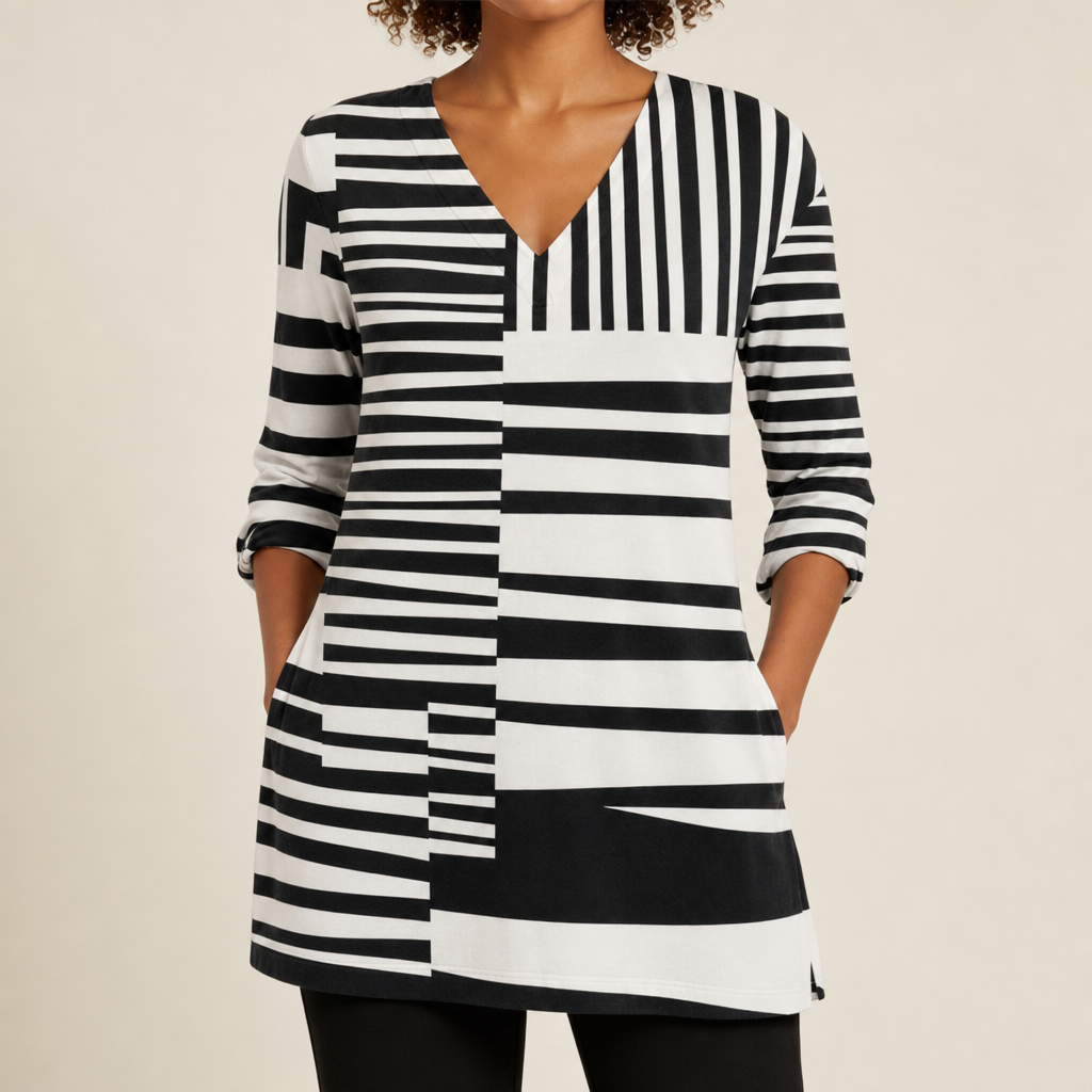Hyeres Striped V-Neck Tunic
