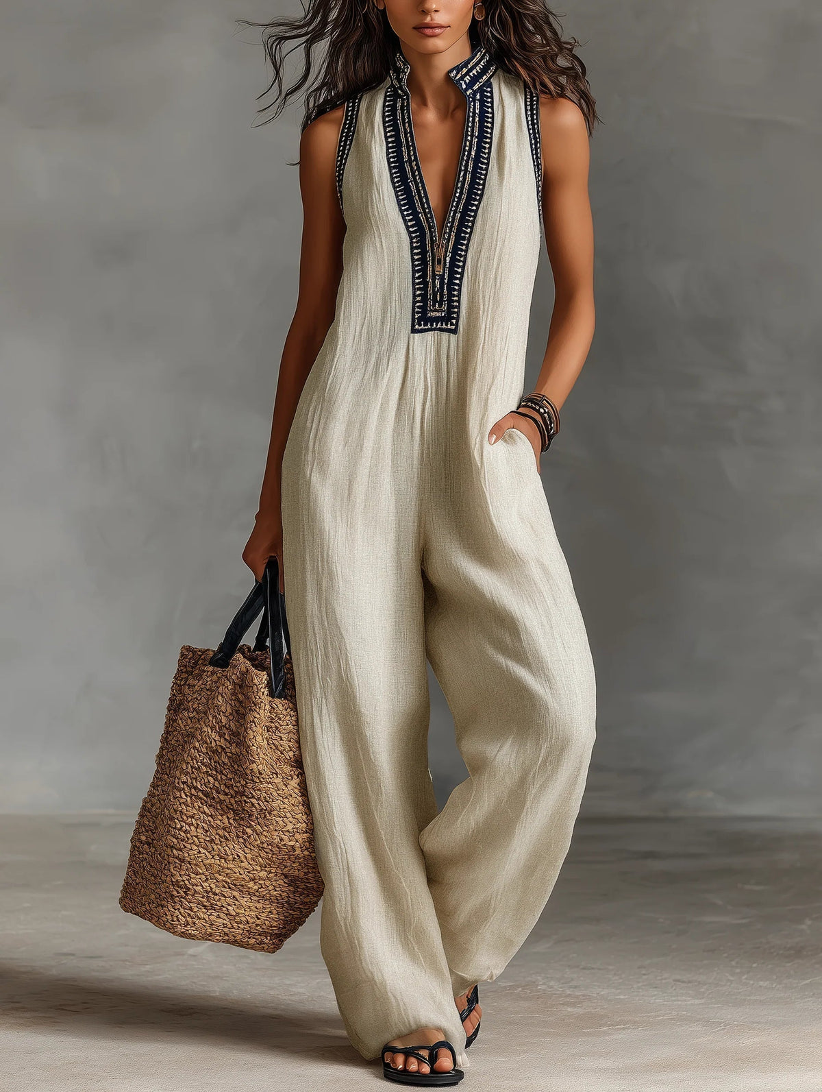 Fiamma | Sleeveless Jumpsuit with High Neck and Zipper