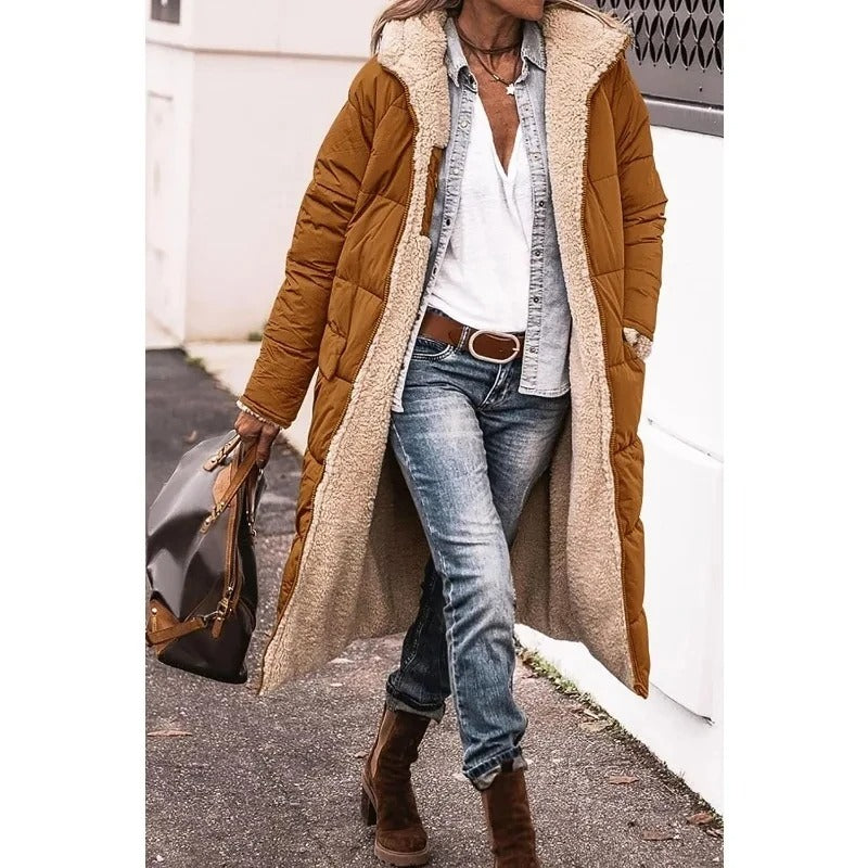 Women's Puffer Jacket with Quilted Panels and Longline Cut | Pockets | For Winter | Size S-3XL