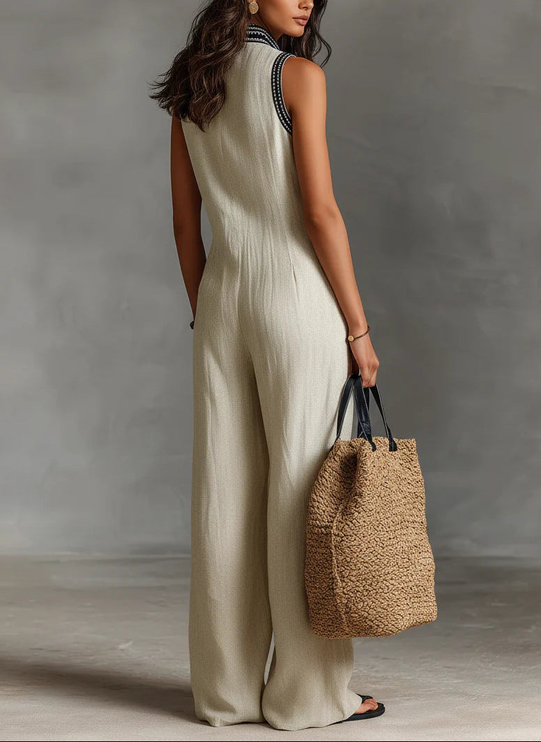 Fiamma | Sleeveless Jumpsuit with High Neck and Zipper