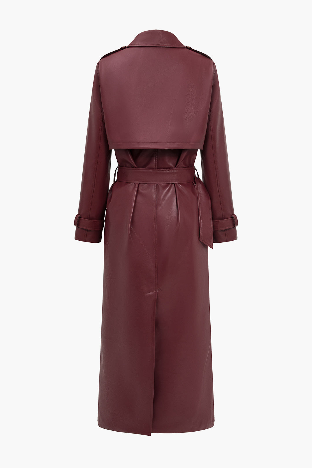 Women's Belted Trench Coat with Double-Breasted Closure