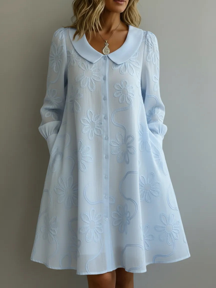 Alice | Vintage Peter Pan Collar Embroidered Floral Dress