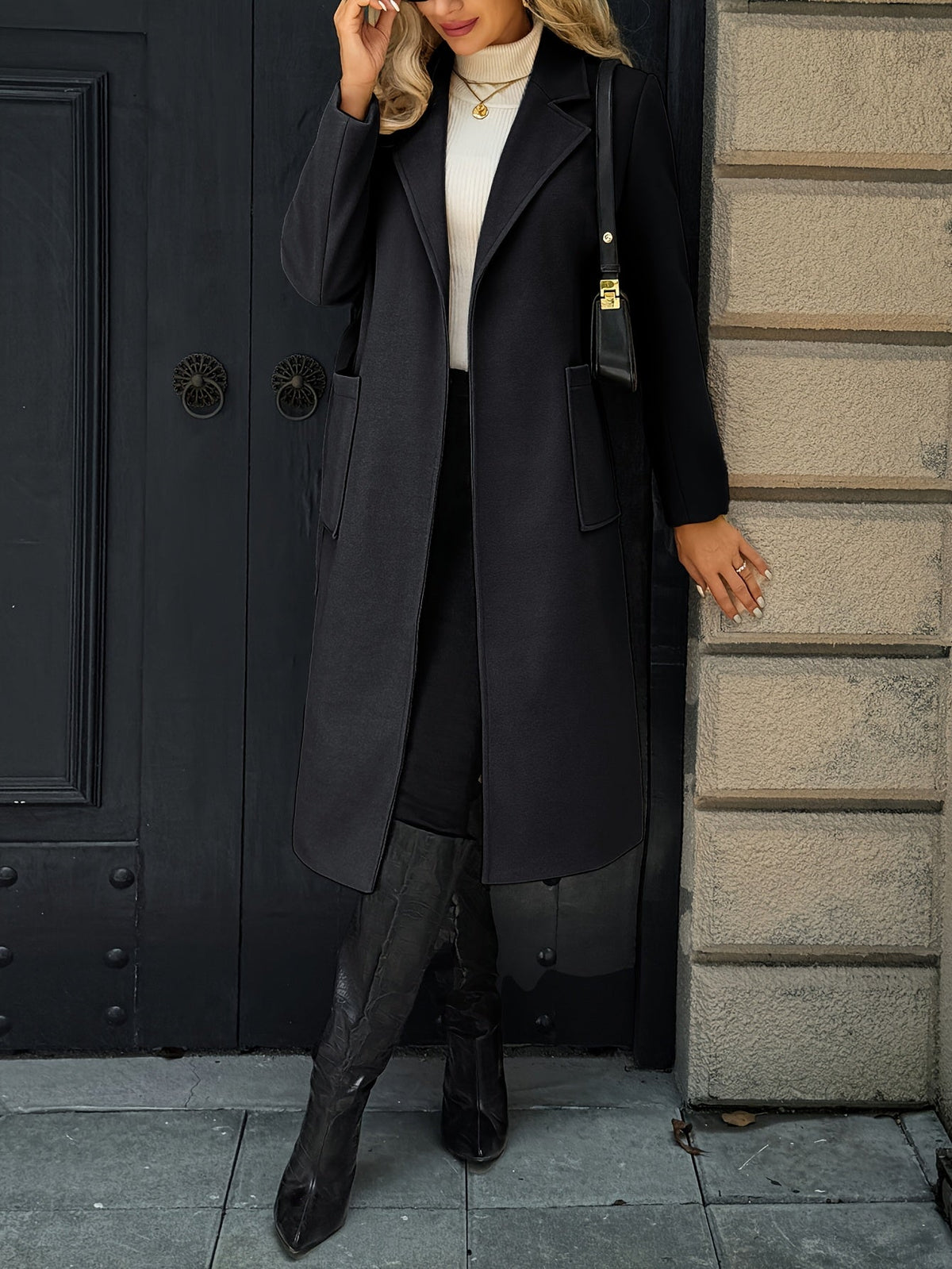 Women's Coat with Waist Belt and Pockets | For Winter | Size S-XL | Camel, Light Brown, Black, Grey
