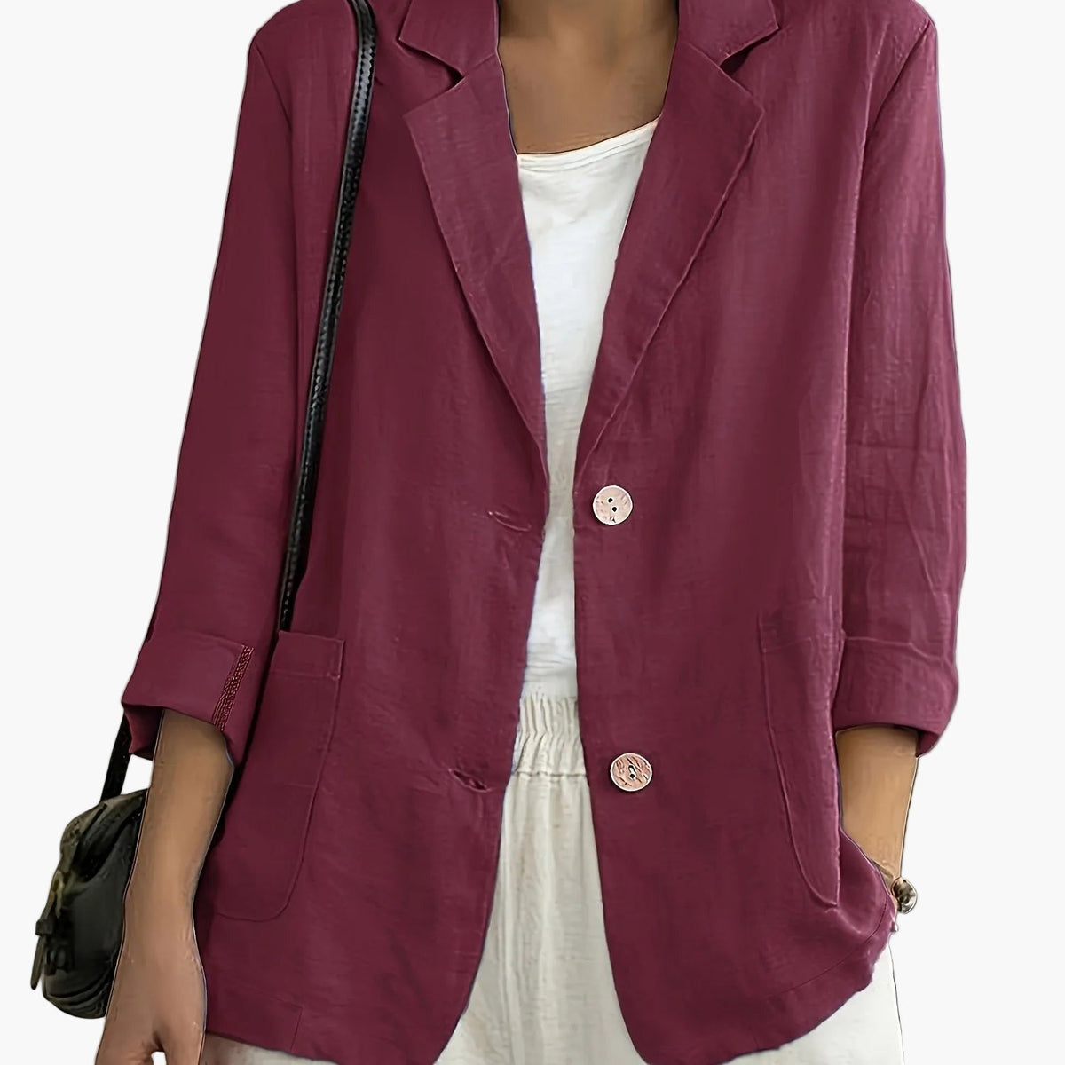 Women's Casual Blazer, Notched Lapels, Long Sleeves