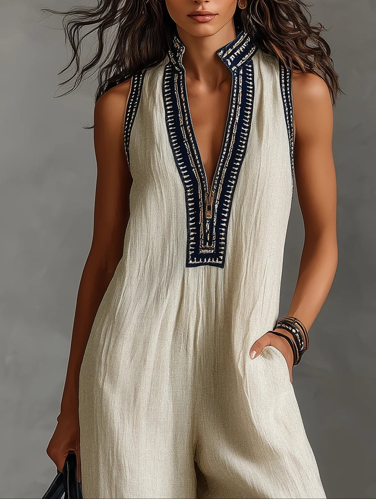 Fiamma | Sleeveless Jumpsuit with High Neck and Zipper