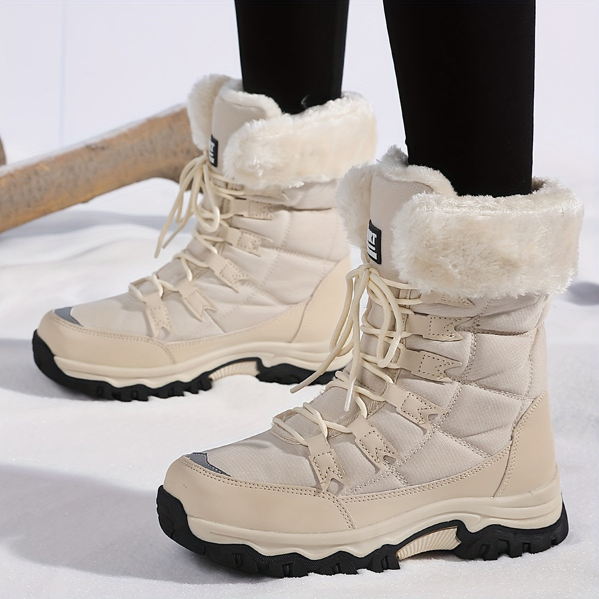 Women's Winter Boots, Lace-Up, Plush Cuff, Lug Sole