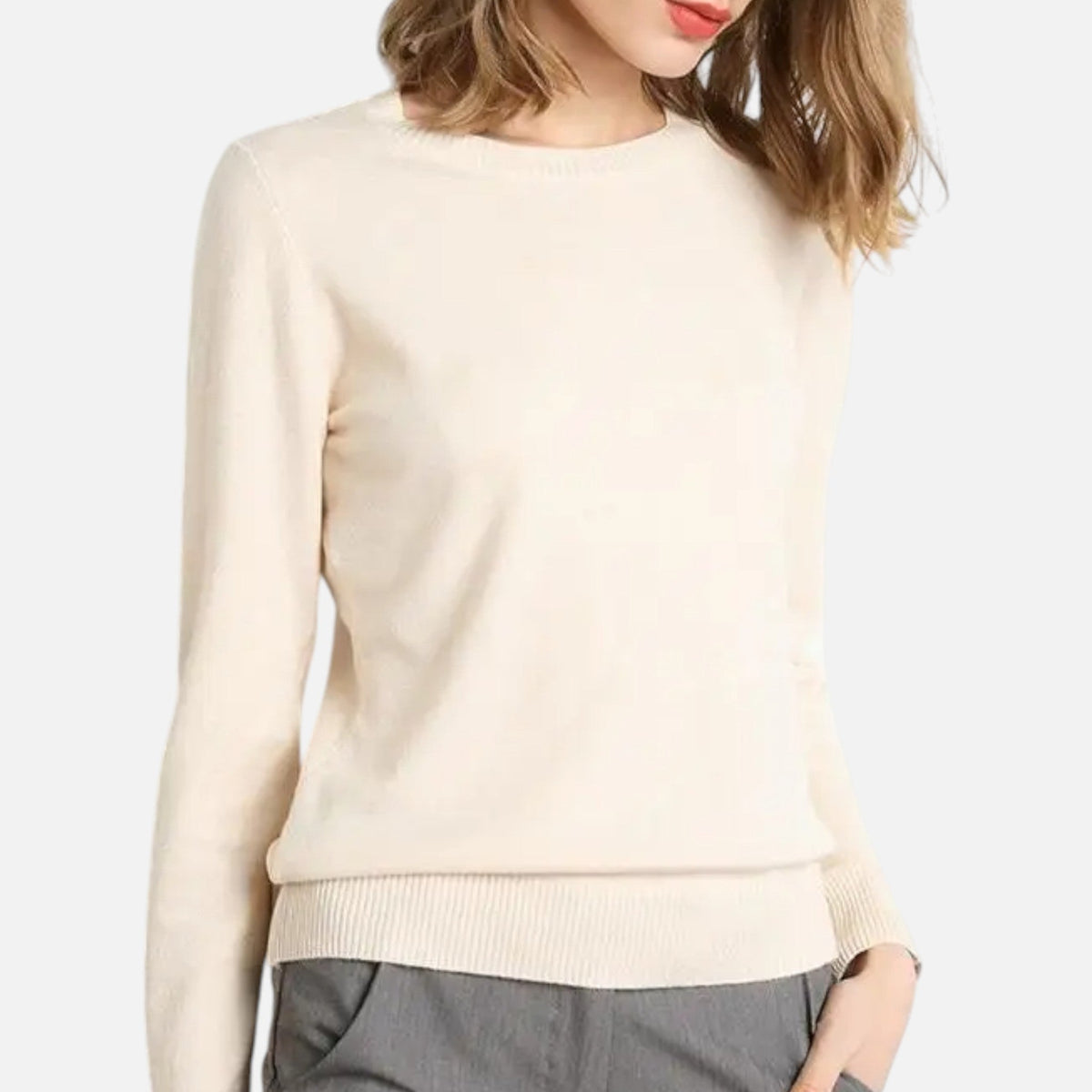 Women's Lightweight Crewneck Sweater, Long Sleeves, Ribbed Trim