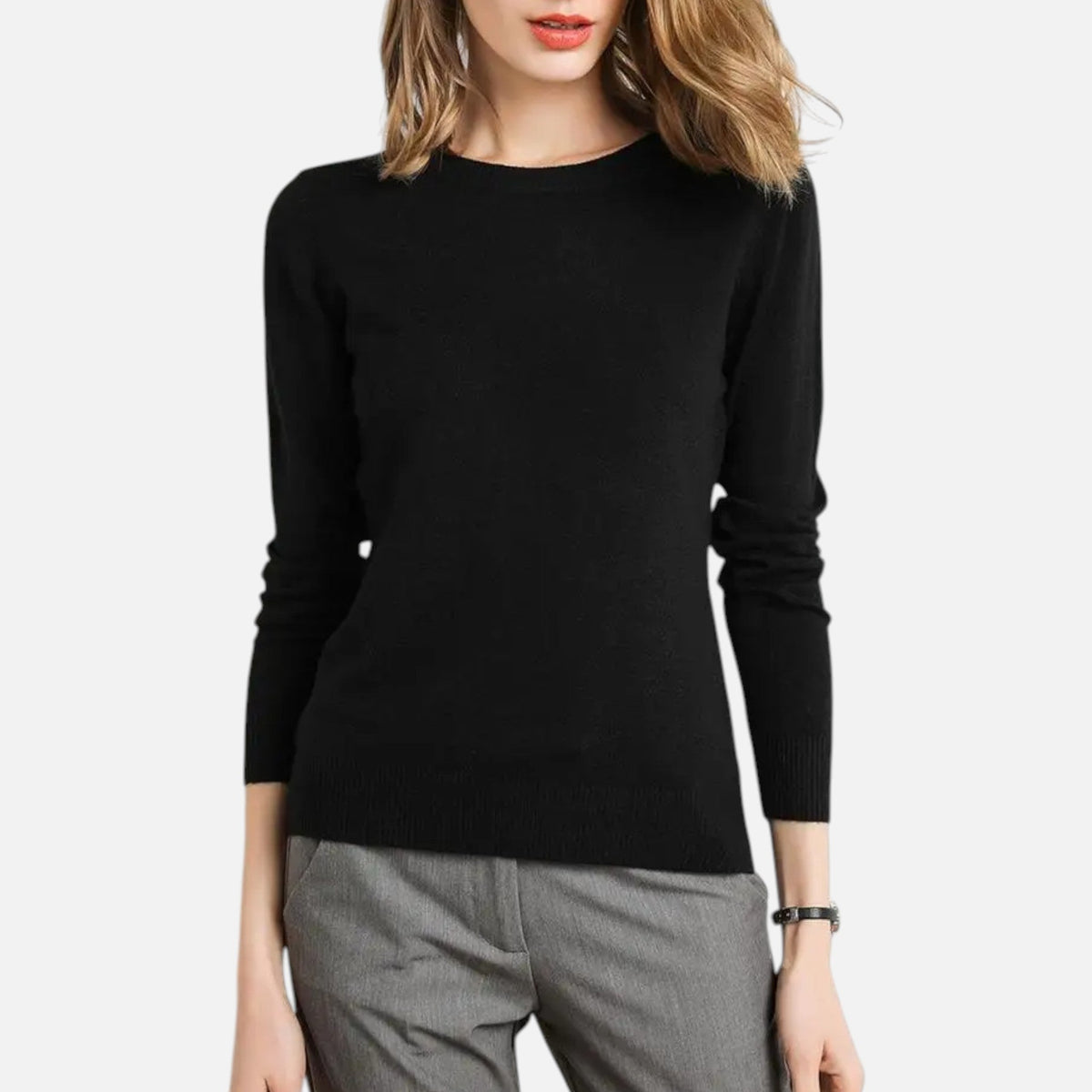 Women's Lightweight Crewneck Sweater, Long Sleeves, Ribbed Trim