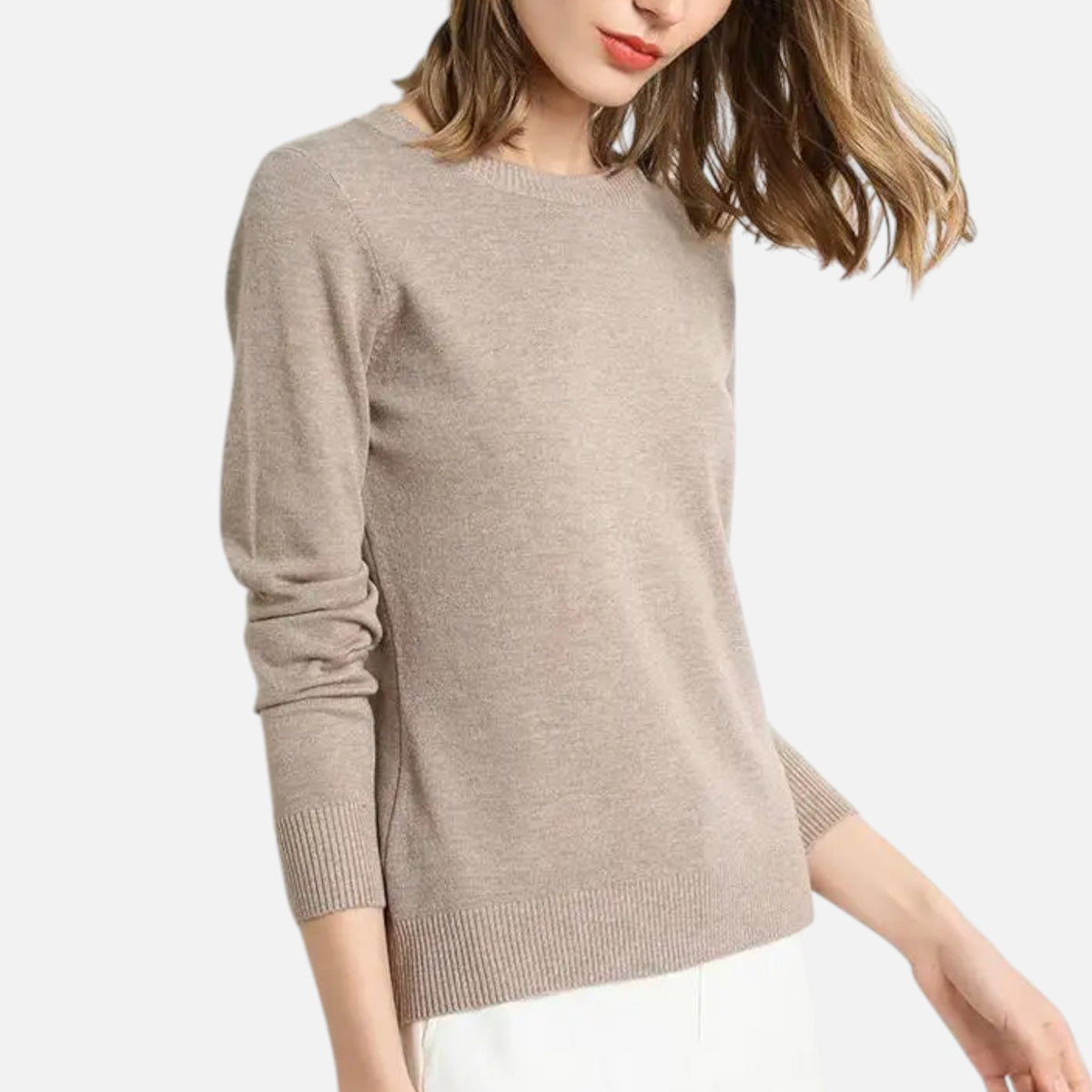 Women's Lightweight Crewneck Sweater, Long Sleeves, Ribbed Trim