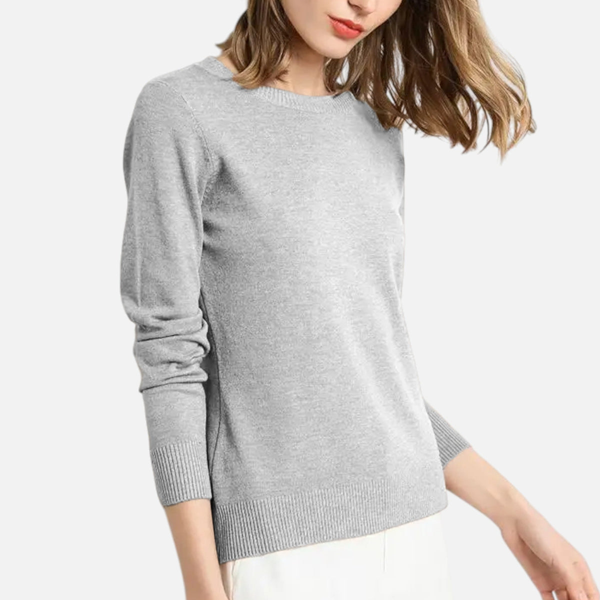 Women's Lightweight Crewneck Sweater, Long Sleeves, Ribbed Trim