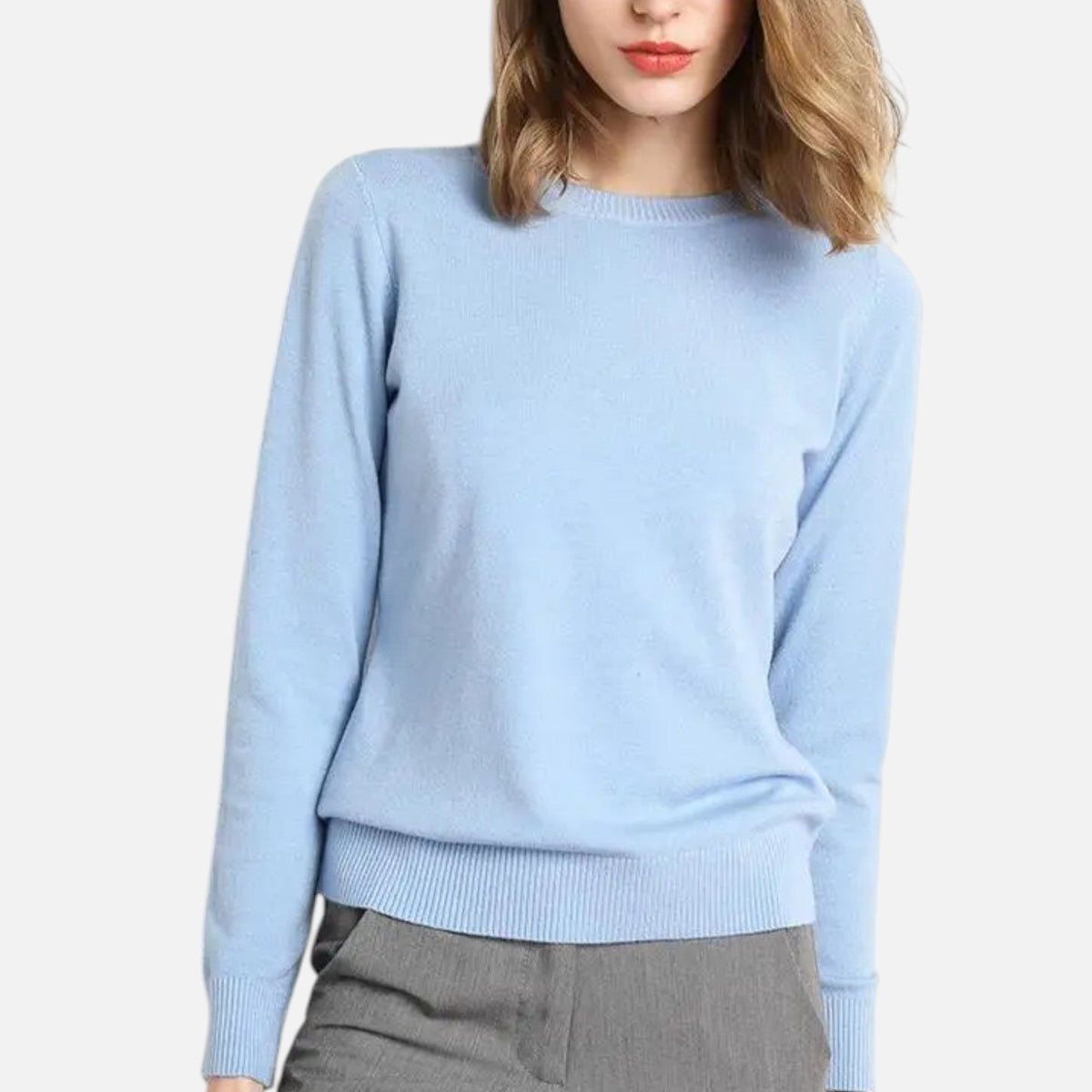 Women's Lightweight Crewneck Sweater, Long Sleeves, Ribbed Trim