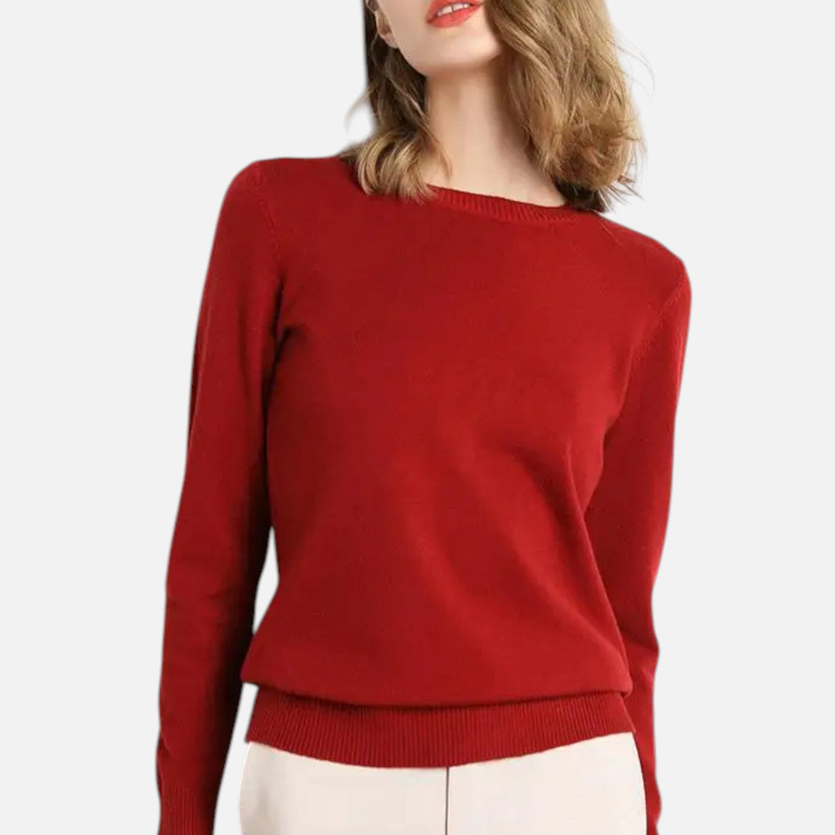 Women's Lightweight Crewneck Sweater, Long Sleeves, Ribbed Trim