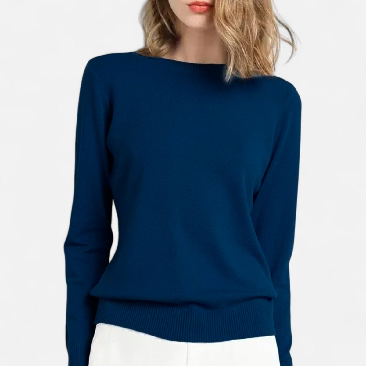 Women's Lightweight Crewneck Sweater, Long Sleeves, Ribbed Trim