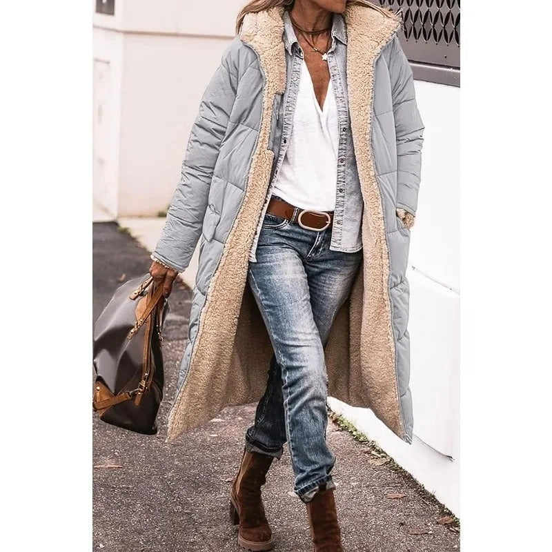 Women's Puffer Jacket with Quilted Panels and Longline Cut | Pockets | For Winter | Size S-3XL