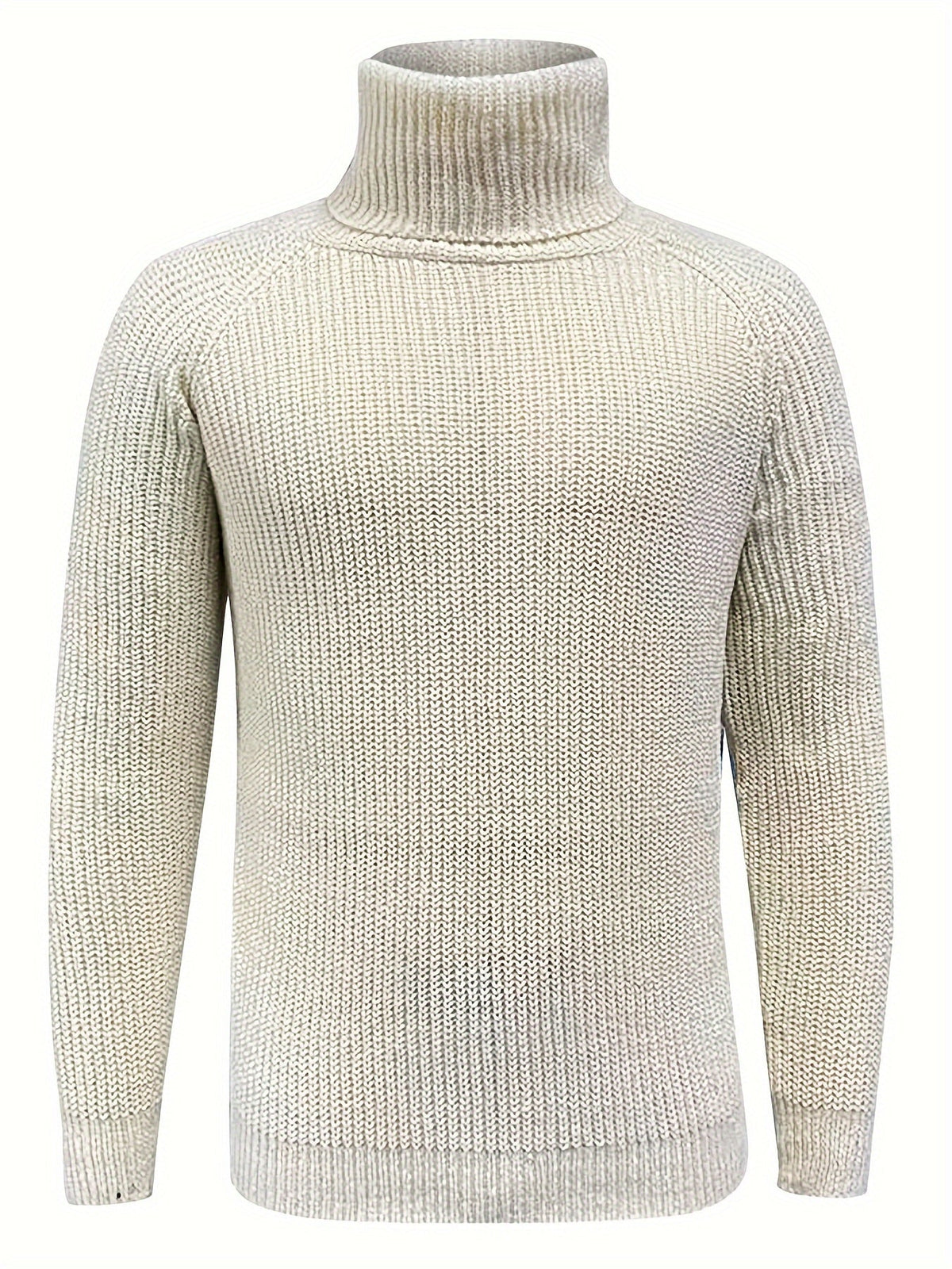 Alexander | Mens Warm Knit Sweater with Turtleneck — Classic Knit Design in Beige | Westmere