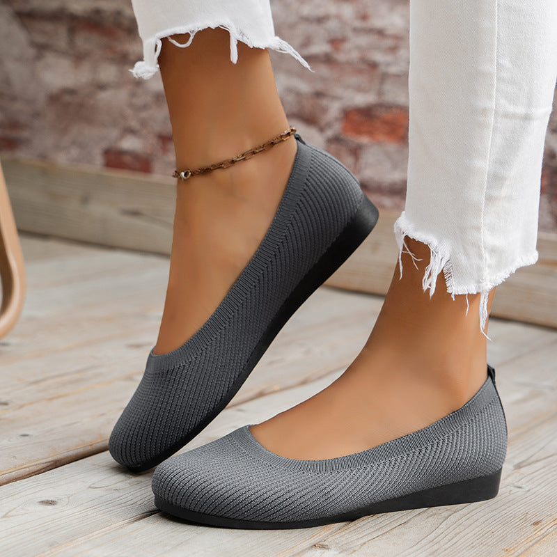 Women's Ribbed Slip-On Flats with Arch Support