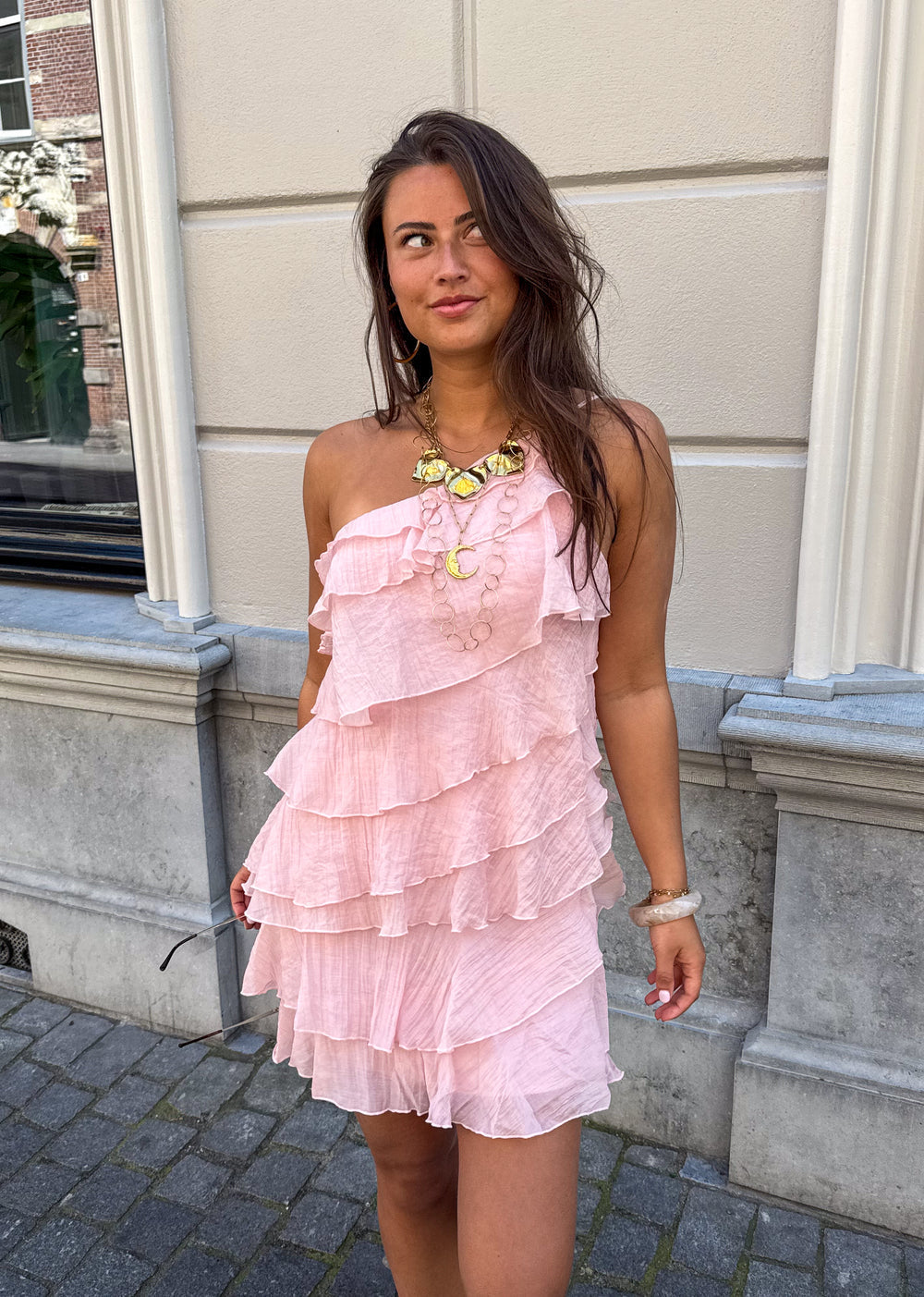 Women's One Shoulder Ruffle Mini Dress – Fitted Cocktail Party Dress