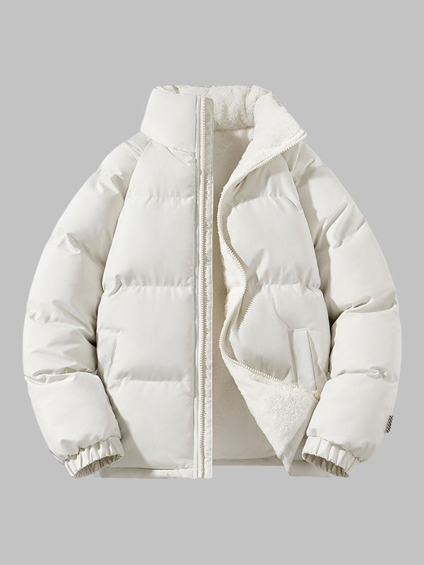 Men's Padded Jacket, Fleece Lining, Stand Collar, Zipper
