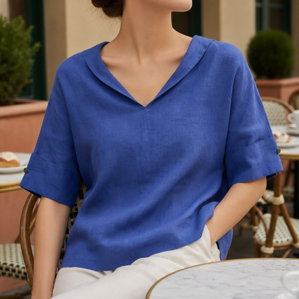Naxos Linen V-Neck Blouse