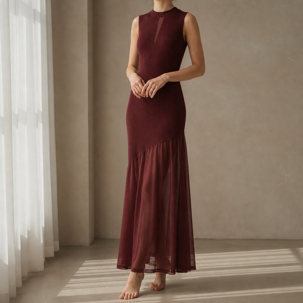 Coimbra Ribbed Mesh Mermaid Dress
