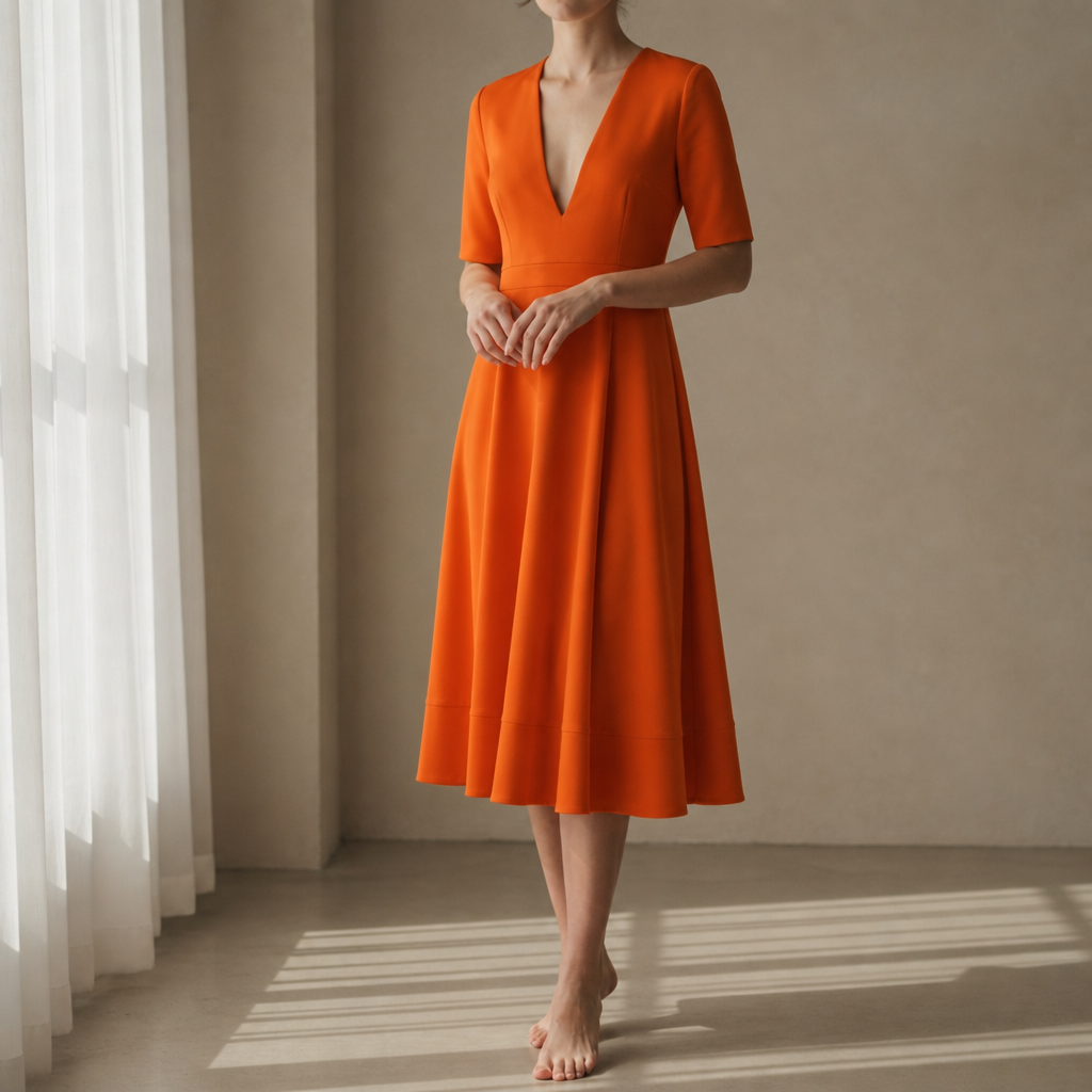 Gaeta Deep V Neck Midi Dress