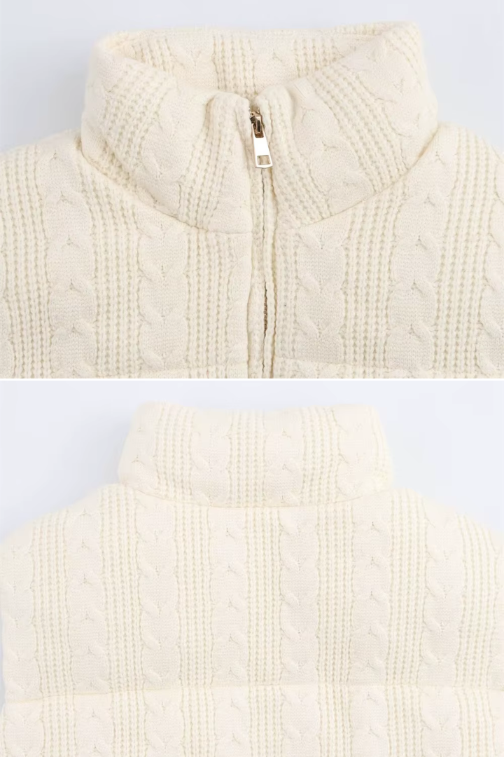 Vigdis Cable-Knit Quilted Puffer Vest