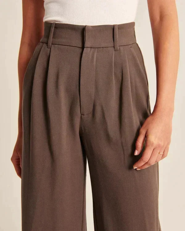 Women's Fitted Flared Pants – High Rise Flare Leg Dress Trousers
