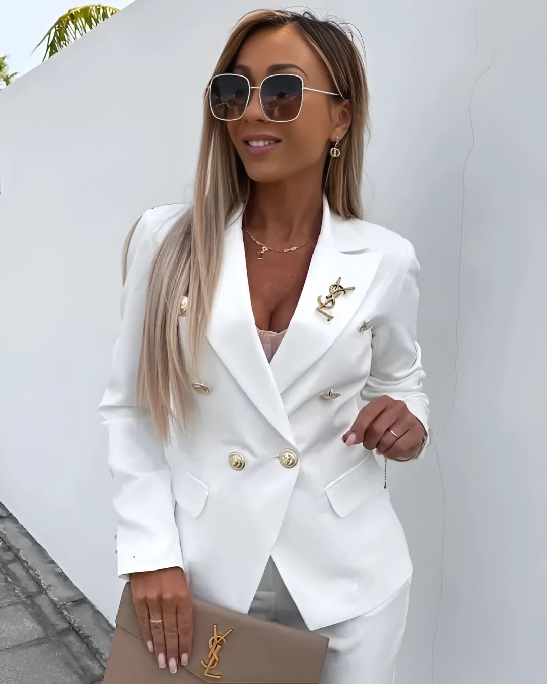 Women's Double-Breasted Trouser Suit, Tailored Blazer