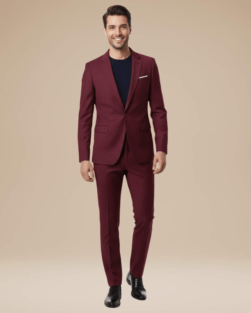 Men's Two-Piece Suit, Notched Lapels, Long Sleeves, Slim Fit