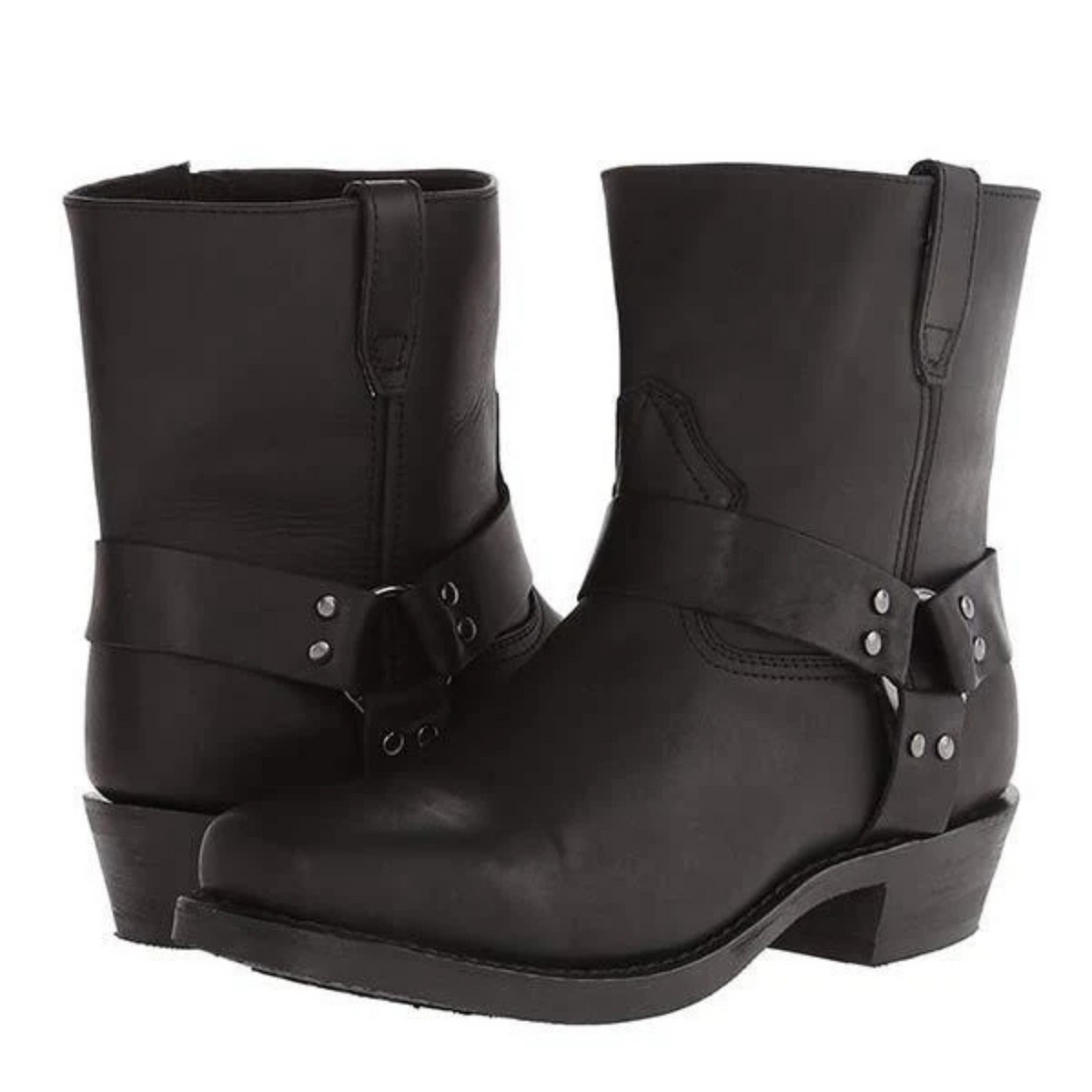 Men's Cowboy Ankle Boots, Decorative Strap, Low Heel