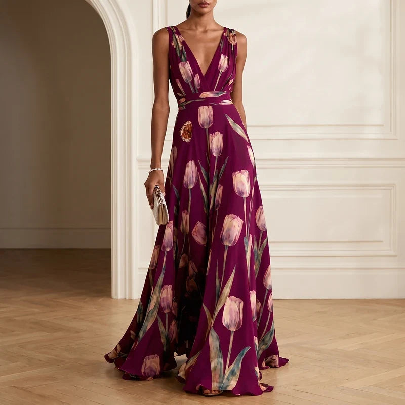 Elodie Chiffon Floral Maxi Dress